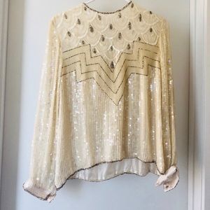 Vintage Sequin Long Sleeve Top